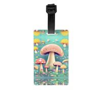 Pretty Little Mushrooms Étiquettes à bagages imprimées avec couverture de confidentialité arrière intégrale - Étiquettes d'identification en PVC durable pour valises, sacs à dos