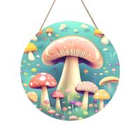 Pretty Little Mushrooms Peinture ronde en bois 30,5 cm Œuvre d'art exquise, bois respectueux de l'environnement, un choix élégant pour la décoration de la maison.