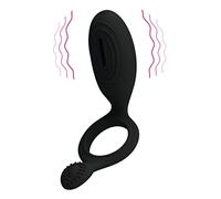 Pretty Love Cockring Vibrant Noir Double Stimulation avec Œuf Vibrant Waterproof
