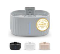 Pretty Paw Fontaine à Eau pour Chat sans Fil 3L - Détecteur de Mouvement, Pompe silencieuse, Fontaine pour Chat Rechargeable avec Filtre, Placement Flexible sans câble - Aqua Sense (Gris)