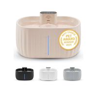 Pretty Paw Fontaine à Eau pour Chat sans Fil 3L - Détecteur de Mouvement, Pompe silencieuse, Fontaine pour Chat Rechargeable avec Filtre, Placement Flexible sans câble - Aqua Sense (Beige)