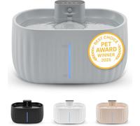 Pretty Paw Fontaine à Eau pour Chat sans Fil 3L Détecteur Mouvement Gris | Détecteur de Mouvement, Batterie Rechargeable, Filtre, Pompe Silencieuse, Fontaine à Eau Chat Sans Électricité