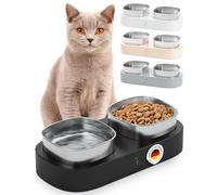 Pretty Paw® Gamelle surélevée - 2X gamelle Ergonomique sur Plateforme élevée | Set Double avec Bols en Acier Inoxydable | antidérapant (Noir)