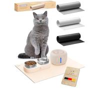 Pretty PAW Tapis de gamelle pour chat 60 x 40 cm - Accessoires pour fontaine à eau et gamelle Pretty Paw | Tapis de nourriture antidérapant et imperméable pour chat (beige, extra large)