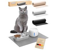 Pretty PAW Tapis de gamelle pour chat 60 x 40 cm - Accessoires pour fontaine à eau et gamelle Pretty Paw | Tapis de nourriture antidérapant et imperméable pour chat (gris, extra large)