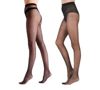 Pretty Polly Collants Pretty Polly All Over Caur Noir brillant 10 Denier 2 Lot