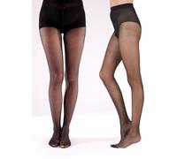 Pretty Polly Pretty Polly Filet de pêche orné 10 Denier Gloss Noir Collants 2 Lot