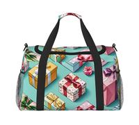 Pretty Presents - Sac de voyage imprimé pour homme et femme, sacs de voyage pliables et sac fourre-tout spacieux pour le rangement d'articles de toilette, bagages, articles personnels, noir, taille L