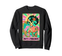 Pretty Problematic Tarot Squelette Pinup Floral Vanity Sweatshirt