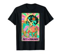 Pretty Problematic Tarot Squelette Pinup Floral Vanity T-Shirt Graphique avec Valeur