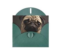 Pretty Pug Prints Carte de vœux horizontale en papier nacré pour cartes d'anniversaire et toutes les occasions, vert foncé