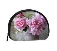 Pretty Roses Mini porte-monnaie en forme de coquillage - Portefeuille compact zippé pour pièces de monnaie, clés et petits objets