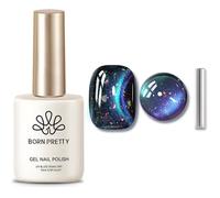 Pretty Semi Permanent Magnetic Nail Polish, Starry Sky Blue Cat Sequins Magnetic Eyes Gel Nail Polish Glitter Soak VERNIS A ONGLES