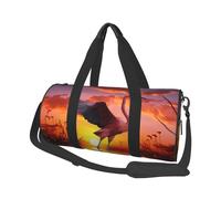 Pretty Sunset Flamingo Sac de voyage rond pliable pour le week-end, le week-end, le sport, la gym, noir, taille unique, Noir , Taille unique