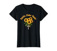 Pretty Women's Faith Over Fear Sunflowers Croix Joshua 1:9 T-Shirt