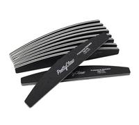 PrettyClaw | Lot de 10 limes ongles professionnelles en acrylique, grain 180/240, noires, demi-lune, centre en plastique, lime meri double fac