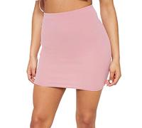 PrettyFashion Femme Jupe Moulante Courte Taille Haute (Rose, S)
