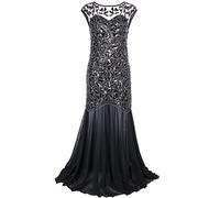 PrettyGuide Femmes 1920s Noir Paillette Gatsby Longueur de Plancher Soir¨¦e Robe De Bal XXL Noir
