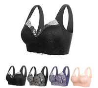 Prettyhealth Soutien-gorge de détoxification et de façonnage puissant en dentelle tourmaline détox sans fil, Noir , XX-Large