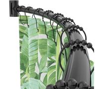 PrettyHome Canne de douche réglable incurvée en aluminium et métal extensible 38 à 72 cm Design télescopique exquis personnalisable pour salle de bain Chromé noir