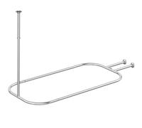 PrettyHome Tringle à rideau de douche carrée de forme carrée très résistante qui ne rouille pas, 148,1 x 61 cm pour baignoire sur pied, pour baignoires autoportantes chromées