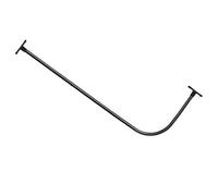 PrettyHome Tringle à rideau de douche d'angle en forme de L pour salle de bain, baignoire, grand espace, 71,1 x 172,7 cm, finition noire