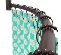 PrettyHome Tringle à rideau de douche incurvée réglable en aluminium et métal - Antirouille - Extensible - 96-183 cm - Design télescopique - Personnalisable - Pour salle de bain - Chromé