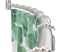 PrettyHome Tringle à rideau de douche incurvée réglable en aluminium et métal - Antirouille - Extensible - 96-183 cm - Design télescopique - Personnalisable - Pour salle de bain - Chromé