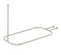PrettyHome Tringle à rideau de douche ovale de forme carrée très résistante qui ne rouille pas, 148,1 x 61 cm, pour baignoire sur pied, nickel brossé