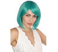 Prettyland Femme court mat naturel comme cheveux humains court menton long carré BOB perruque lisse Wig turquoise-vert C435