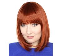 Prettyland Perruque Moyenne naturels Carré Bob Frange Raide Wig Cheveux Courte Raide Orange Rouge C1450