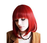 Prettyland Perruque Moyenne naturels Carré Bob Frange Raide Wig Cheveux Courte Raide Rouge Rouille C749