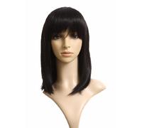Prettyland Perruque Soyeuse Raide Droite Coupe Moyenne Look Naturel avec Volume lisse Noir Brun C275