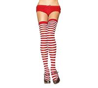 PrettyLoveHose Bas Voile Blanc Rayés Noel Christmas (Rouge, Vert)