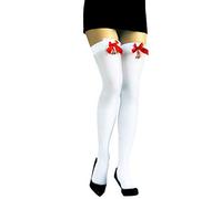 PrettyLoveHose Bas Voile Gros Grelots Mere Noël (Rouge, Blanc) (Blanc)