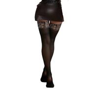 PrettyLoveHose Bas Voile Noir Dentelle Floral Kama Union Auto-Fixant Siliconé