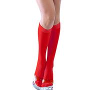 PrettyLoveHose Chaussettes Mi Bas Costume Ecoliere (Noir, Blanc, Rouge, Rose, Jaune, Orange, Violet,Beige, Bleu) (Rouge)