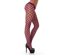 PrettyLoveHose Collant Résille Large Big Size (Noir, Beige, Blanc, Jaune, Bleu, Rose, Rouge, Orange, Vert) (Violet)