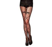 PrettyLoveHose Collant Résille Noir Croisillons Diamond Noeud