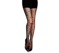 PrettyLoveHose Collant Résille Noir Fantaisie Pois Moyen, Noir, Taille Unique (36-38-40) T1 à T3
