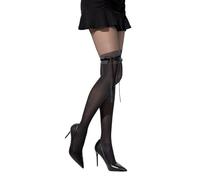 PrettyLoveHose Collant Voile Noir Bas Jarretière Scintillant Brillant Ruban Noeud