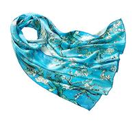 Prettystern 160cm Femme longue Écharpe Foulard en Soie d´art tableau peinture de l´Impressioniste Amandier en fleurs