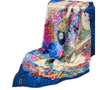 Prettystern 90cm Foulard Écharpe Carré en 100% Soie Art Nouveau Gustav Klimt les Vierges Bleu Tableau à L´huile P650