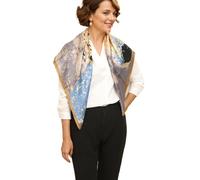 Prettystern 90cm Foulard Écharpe Carré en Soie Art Nouveau Gustav Klimt le Baiser en Gris Et Bleu Tableau à L´huile P681