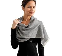 Prettystern Écharpe 100% Cachemire Femme Homme - Chaude & Douce Franges Tricot à Côtes - Élégance Classique & Luxe Cashmere Gris