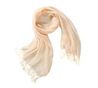 Prettystern Femme Homme 100% Lin Foulard Écharpe uni-coloré franges tissé Printemps et en Été T11 beige