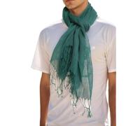 Prettystern Femme Homme 100% Lin Foulard Écharpe uni-coloré franges tissé Printemps et en Été - T31 vert foncé
