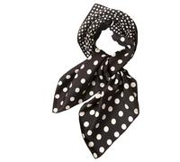 Prettystern femme homme 65cm Carrée Foulard en soie enroulé à la main Foulard écharpe de tête printemps été 32 noir pointillé