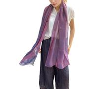 Prettystern Femme longue Echarpe Étole Irisé Taffetas de Soie bicolore printemps ou été Soirée Cérémonie 200/65 - noir bordeaux