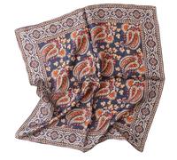 Prettystern Foulard en soie roulotté à la main pour femmes et hommes pur soie bandana été printemps 42 bleu marine multicolore motif cachemire